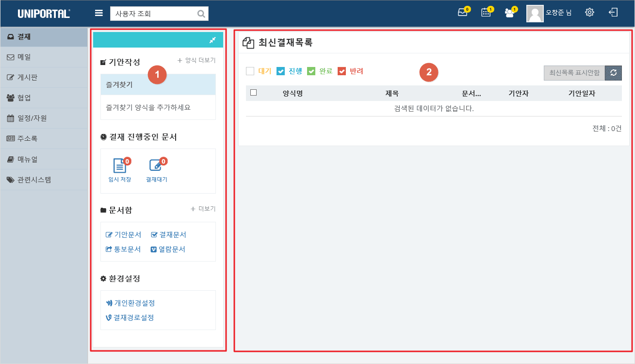 UNIPORTAL User On-Line Manual 사용자 매뉴얼